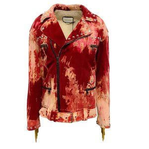 Gucci Jackets Coats Gucci Red Multi Tiedye Corduroy Biker